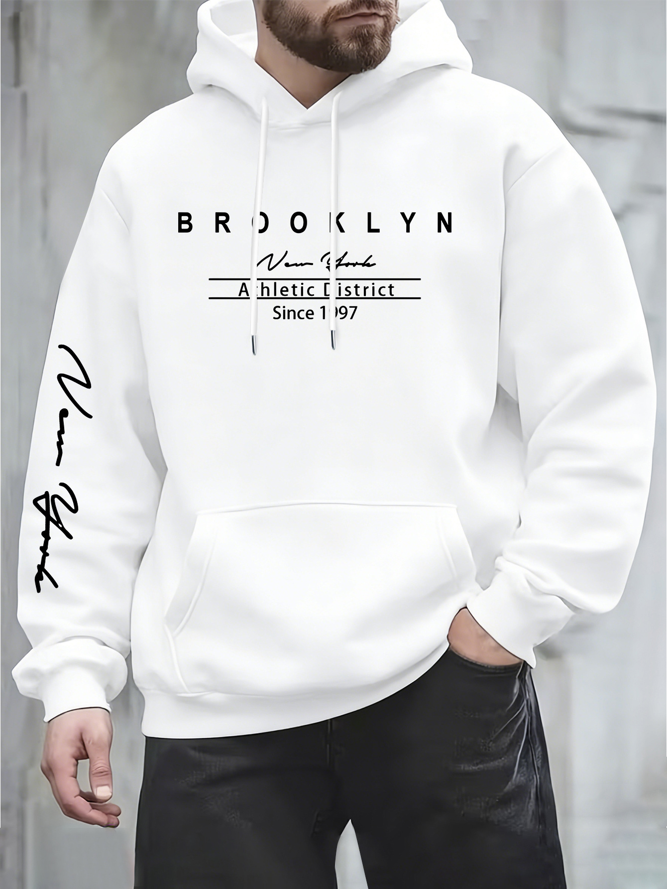 Street Fashion In New York - Urban fashion men's hoodie on the