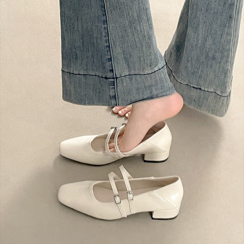 Square Toe Low Heel Women Silv - đánh giá và giá Street Fashion Shoes