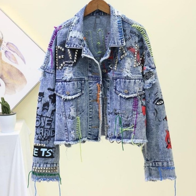 Trendy Graffiti Casual Denim S - đánh giá và giá Street Fashion Graffiti