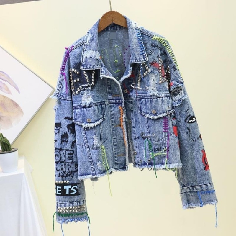 Trendy Graffiti Casual Denim S - đánh giá và giá Street Fashion Graffiti