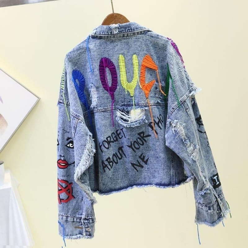 Trendy Graffiti Casual Denim S - đánh giá và giá Street Fashion Graffiti