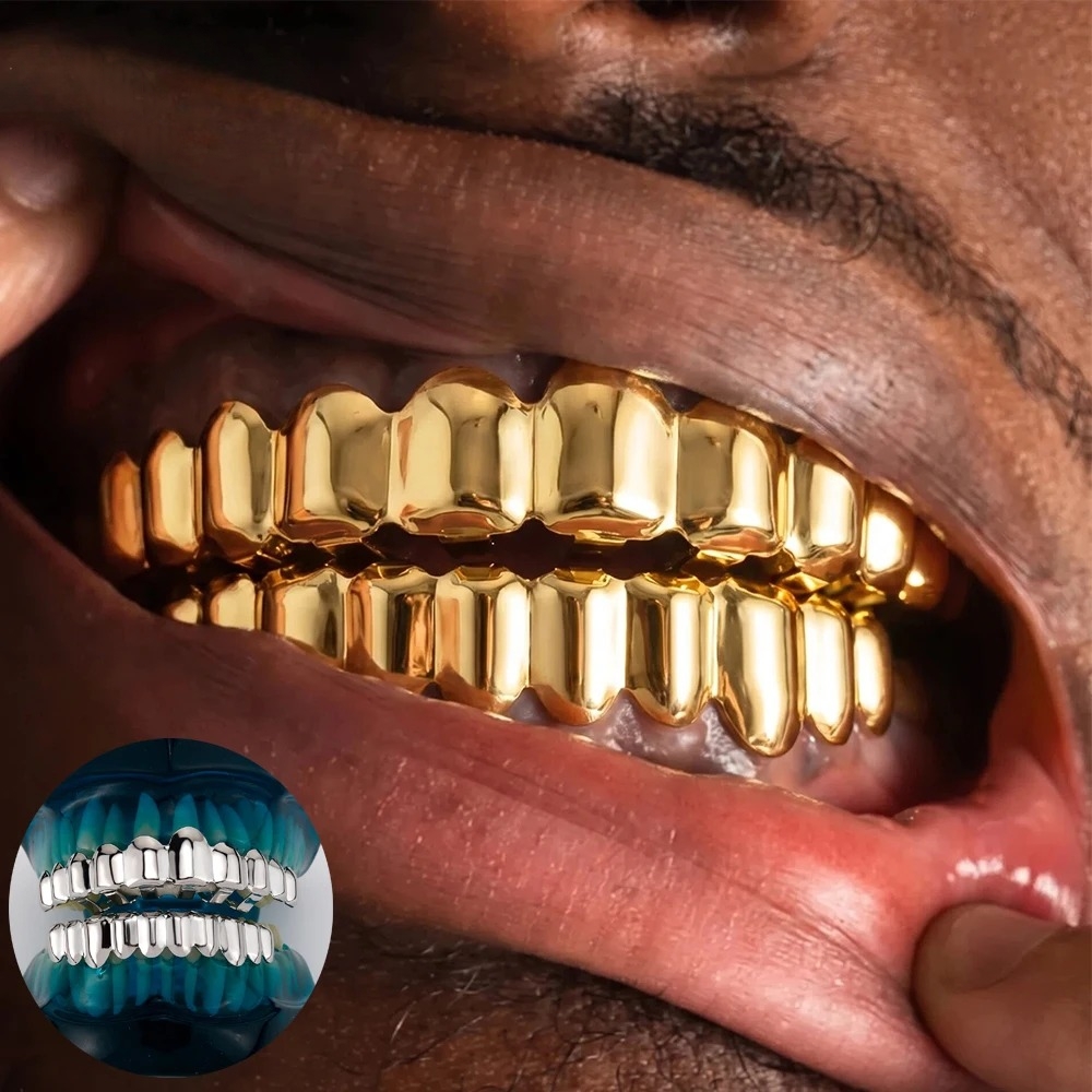 Gold Color Hip Hop Grillz Set  - đánh giá và giá Street Fashion Jewelry