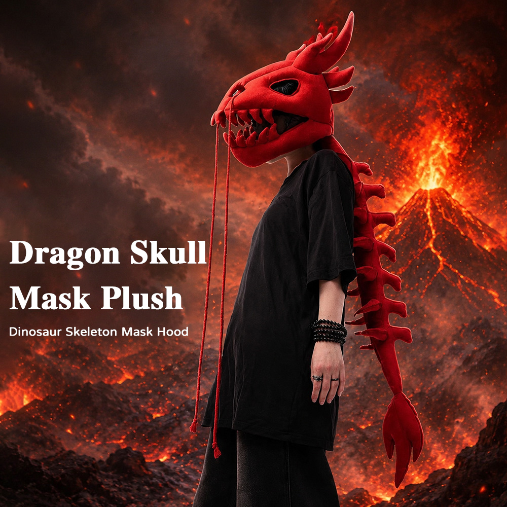 Dragon Skull Spine Plush Hood  - đánh giá và giá Street Fashion In Chinese