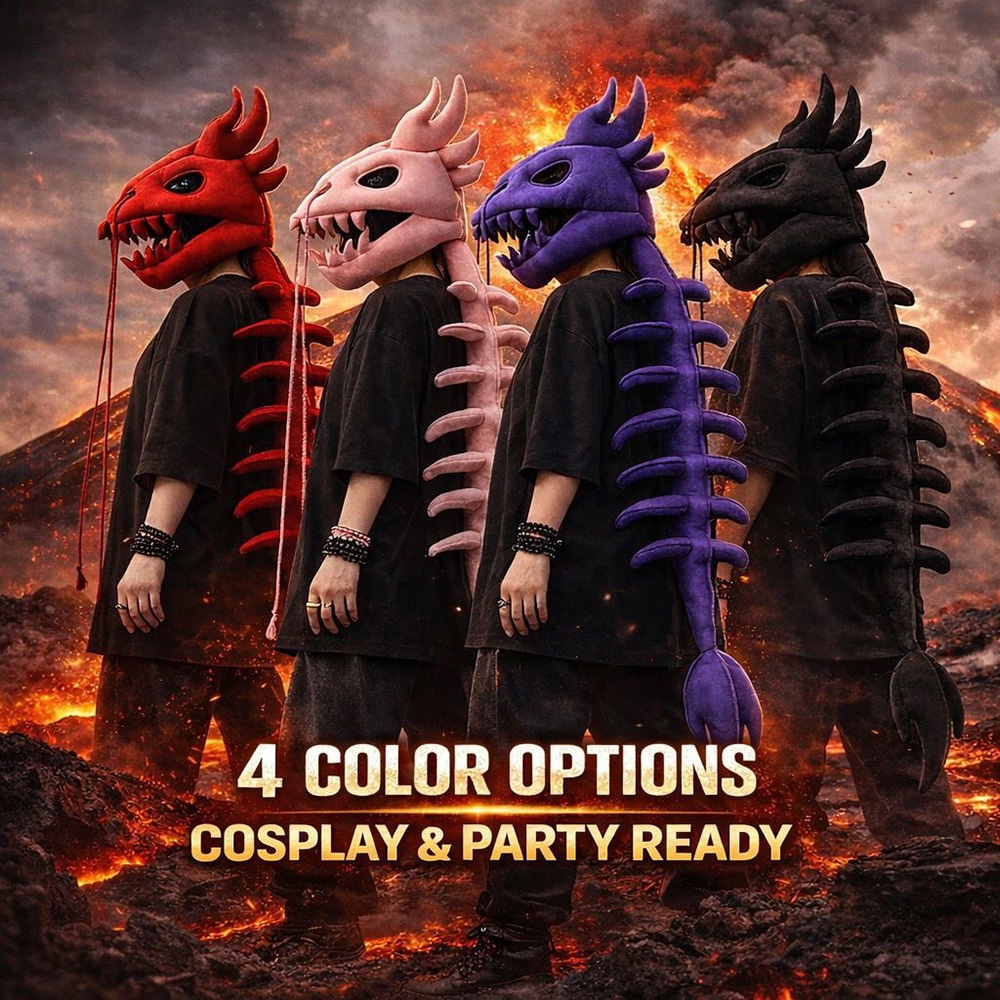 Dragon Skull Spine Plush Hood  - đánh giá và giá Street Fashion In Chinese