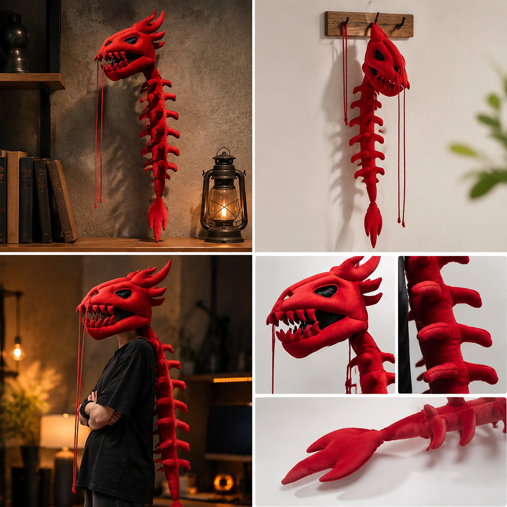 Dragon Skull Spine Plush Hood  - đánh giá và giá Street Fashion In Chinese