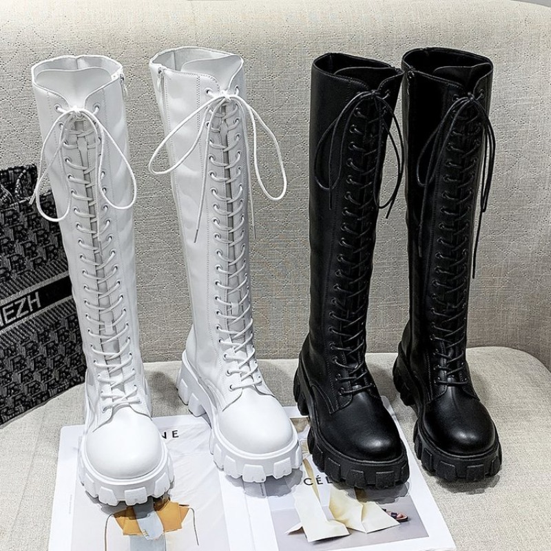 Women Knee High Boots Lace Up  - đánh giá và giá Street Fashion Female