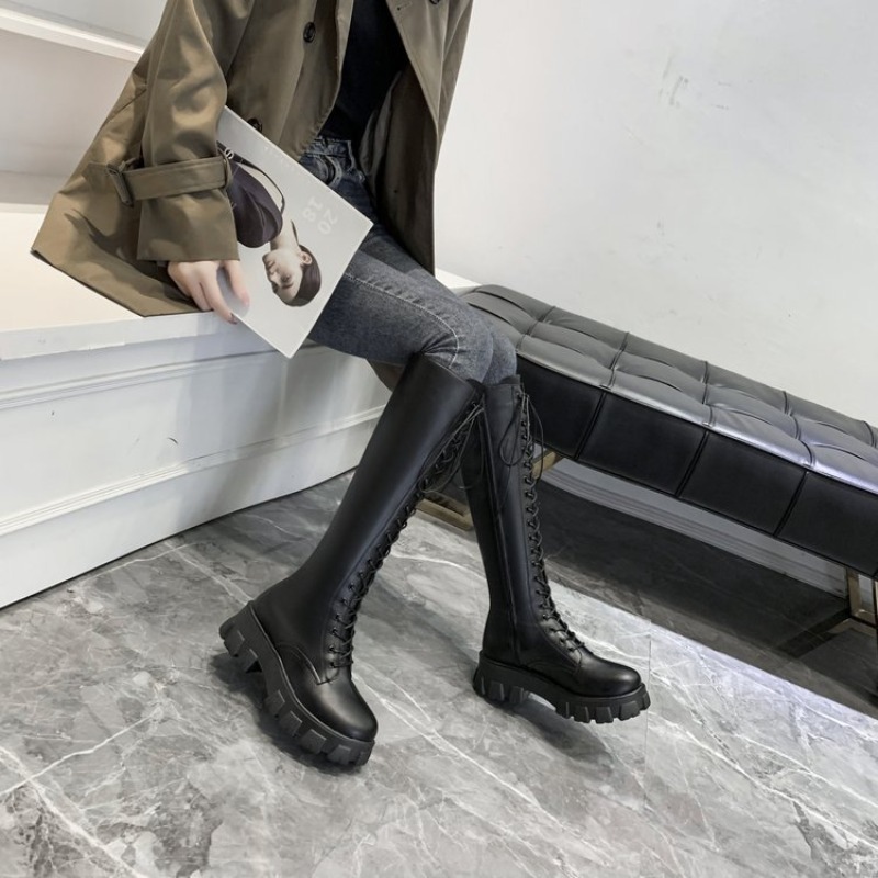 Women Knee High Boots Lace Up  - đánh giá và giá Street Fashion Female